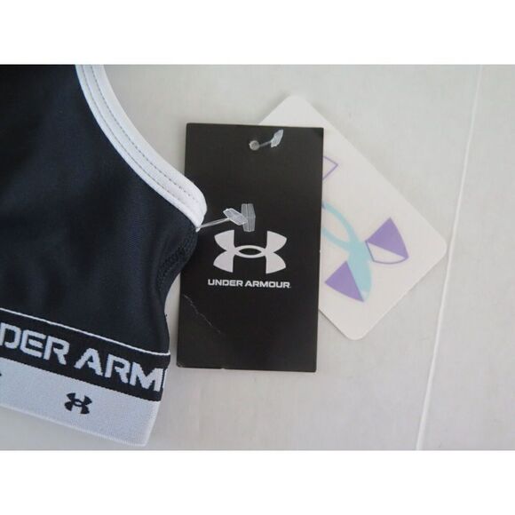 Under Armour 1364629 001 Girl's Sz YMD Black/White UA Crossback Sports Bra - Picture 4 of 4